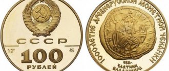 100 рублей 1988 года (золото)